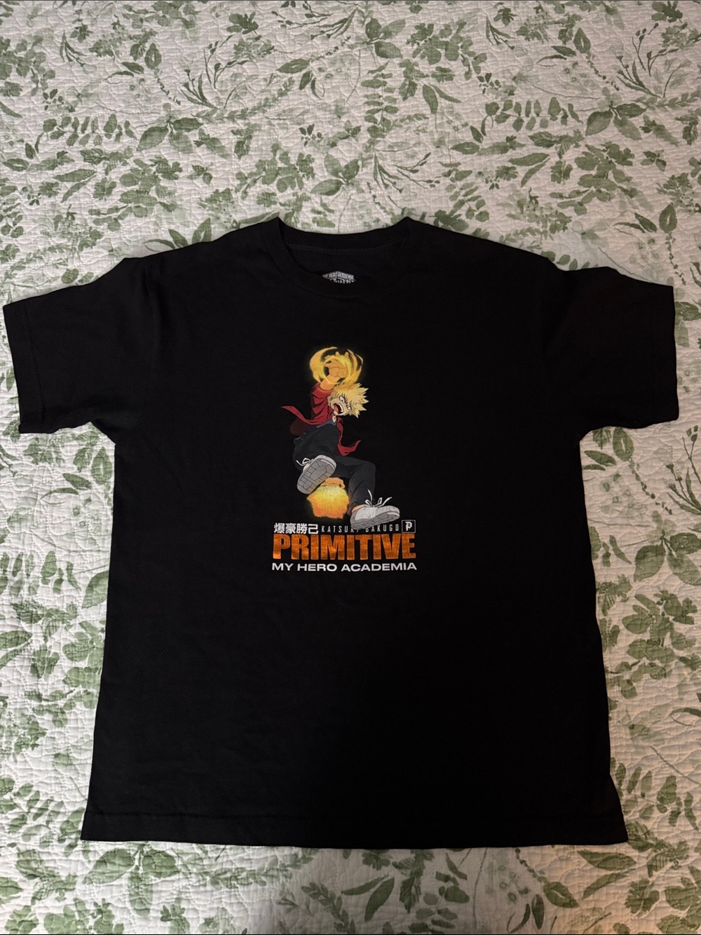 Primitive Black My Hero Academia Graphic Tee with Yellow & Orange Print